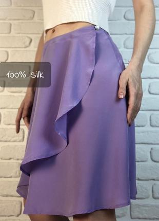 Лавандова шовкова спідниця на запах. шелковая юбка на запах в лавандовом цвете, юбка натуральный шелк warehouse1 фото