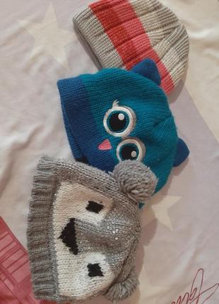 Тёплые шапочки в виде зверят 50см