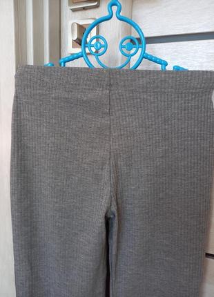 Фирменные модные серые школьные брюки брюки трикотажные клеш широкие кюлоты в рубчик 4-5 лет 1104 фото