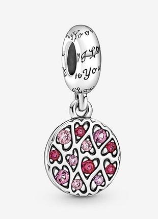 Серебряная бусина шарм подвеска подвеса бусина серебро пандора pandora silver s925 925 проба ale с биркой и пломбой сердца сердечка