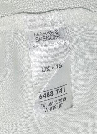 🌿1+1=3 шикарна біла лляна приталена блуза marks&spencer вишиванка, розмір 50 - 529 фото