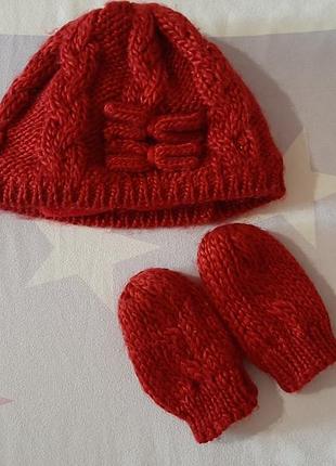 Шапочка с варежками тёплые george