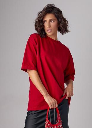 Базовая однотонная футболка oversize красная футболка