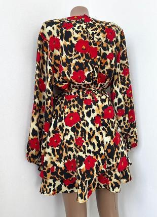 Яркое платье свободное , леопард - цветы принт zara  тренд сезона3 фото