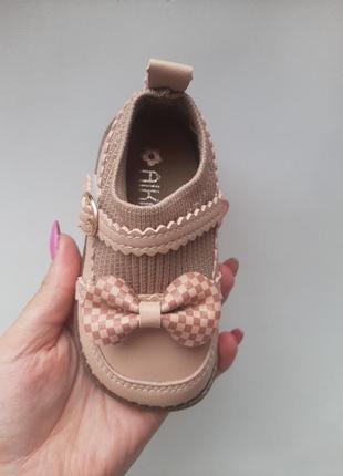 Туфли детские розовые бантик носочек3 фото