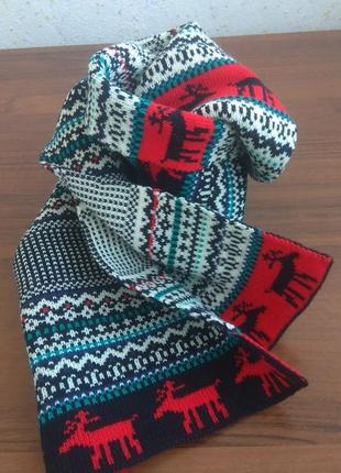 Модный двосторонний шарф с жакардовым рисунком.1 фото