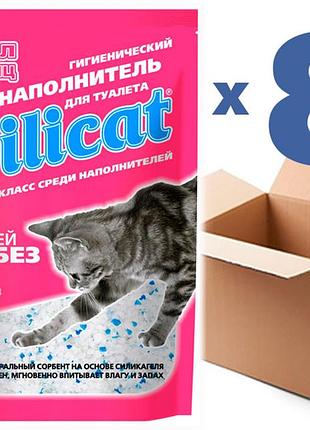 Наповнювач для котячого туалету силікагелевий silicat3.8lx8шт (30,4л)