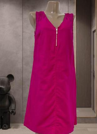 Натуральне плаття, вільне,фуксія-рожеве, льон-котон zara