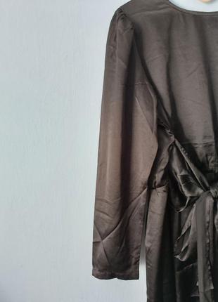 Платье платье с длинным рукавом атласное шалфейное новое чёрное vila5 фото