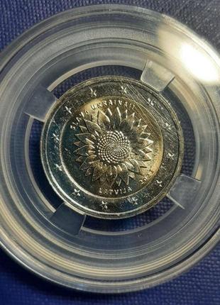 Монета латвия, 2 евро, 2023 года, слава украине6 фото