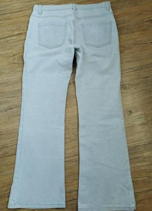 Широкі злегка розкльошені джинси висока посадка (світло-сірі)4 фото