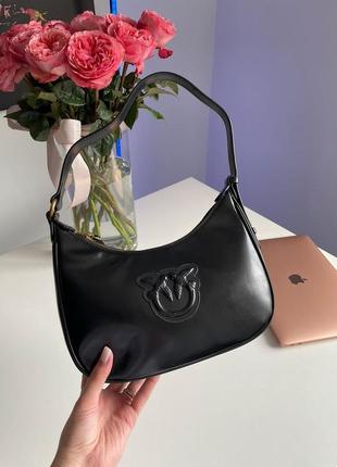 Сумка pinko half moon bag simply black with leather buckle