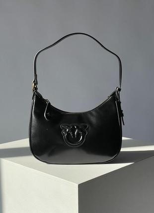 Сумка pinko half moon bag simply black with leather buckle