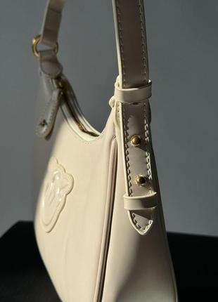 Сумка pinko half moon bag simply cream with leather buckle7 фото