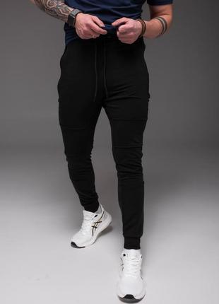 Спортивные мужские брюки для спорта черные4 фото