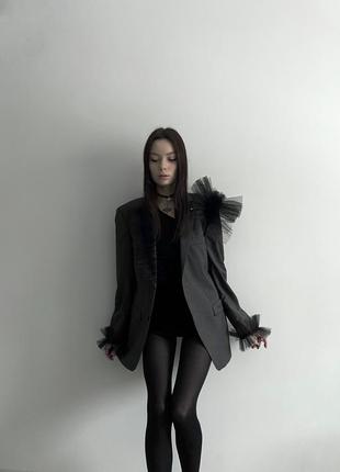 Пиджак upcycle с фатином, эксклюзив, оверсайз с мужского плеча.2 фото