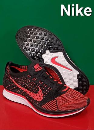 Жіночі бігові кросівки nike flyknit racer black laser crimson оригінал