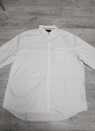 Рубашка мужская хлопок 100% белая длинный рукав р 52-54 (18 1/2) бренд "marks&spencer"9 фото