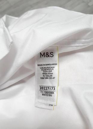 Рубашка мужская хлопок 100% белая длинный рукав р 52-54 (18 1/2) бренд "marks&spencer"5 фото