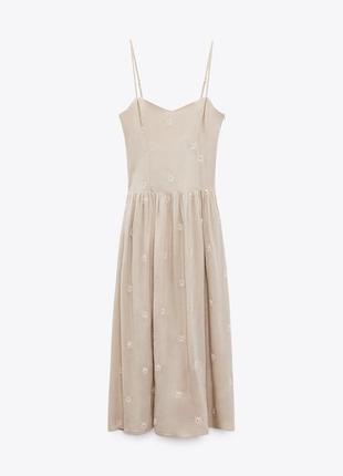 Zara -60% 💛 этно вышивочное роскошное платье лен вышиванка стильная s3 фото