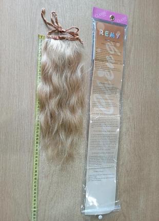 Накладной хвост из натуральных волос, 35 см remy3 фото