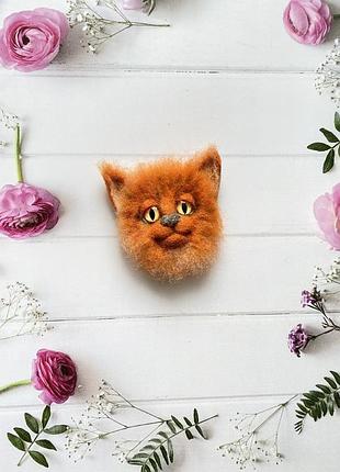 Брошь "рыжий кот"