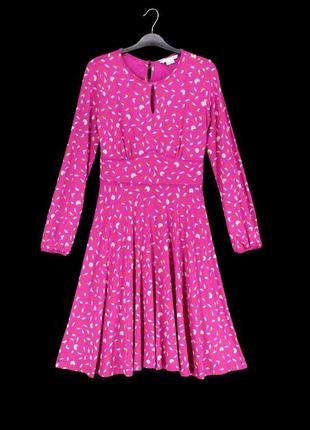 Брендовое ярко-розовое платье миди "boden" с длинным рукавом. размер uk10.4 фото