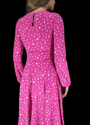 Брендовое ярко-розовое платье миди "boden" с длинным рукавом. размер uk10.3 фото