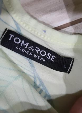 Лаймовая футболка в принт листья tom& rose l-xl/12-14 размер7 фото