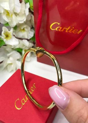 Брендовий браслет цвях у позолоті в стилі cartier3 фото