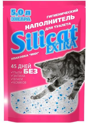 Наповнювач для котячого туалету силікагелевий silicat extra 5.0l