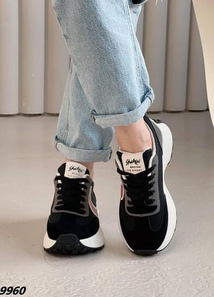 Кросівки матеріал еко шкіра + еко-замша колір чорний2 фото