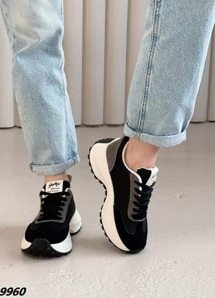 Кросівки матеріал еко шкіра + еко-замша колір чорний3 фото