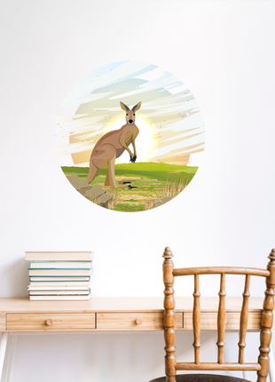 Вінілова інтер'єрна наклейка кольорова декор на стіну, шпалери та інші поверхні "кенгуру австралія"