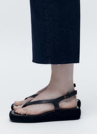 Zara шкіряні сандалі босоніжки на платформі