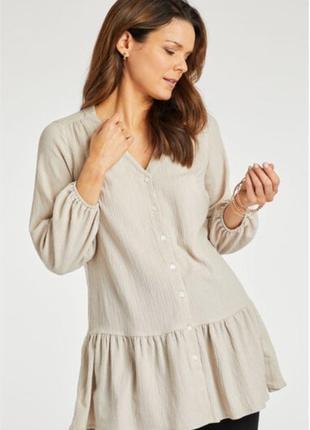 Блуза блузка беж пуговицы длинный рукав3 фото