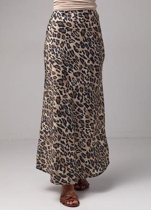 Длинная леопардовая шелковая юбка1 фото