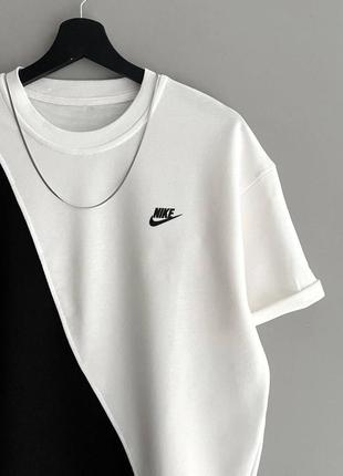 Летняя футболка оверсайз бело черная с коротким рукавом винтажная nike2 фото