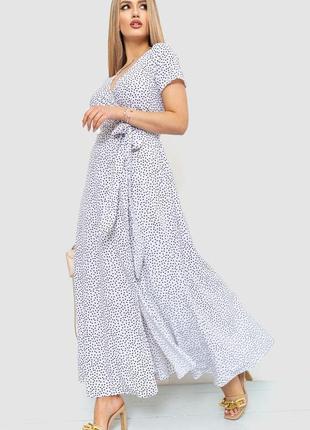 Актуальное длинное платье на запах легкое платье под пояс платье макси белое платье в горошек3 фото
