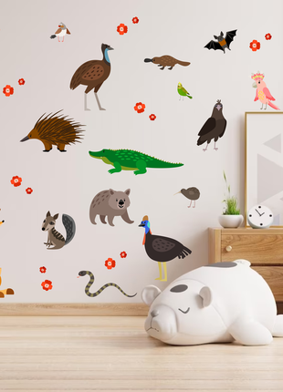 Вінілова інтер'єрна наклейка кольорова декор на стіну, шпалери та інші поверхні "тварини австралія"