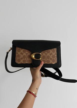 Женская сумка в стиле coach tabby shoulder bag 26 with signature tan black premium.3 фото