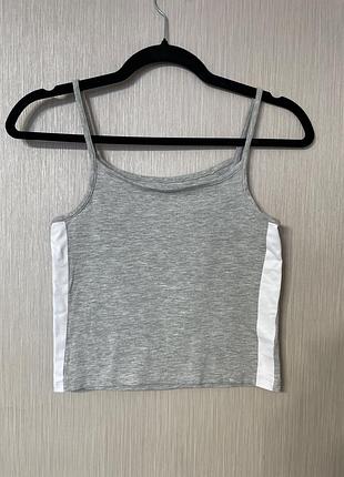 Сіра коротка майка h&m на бретельках
