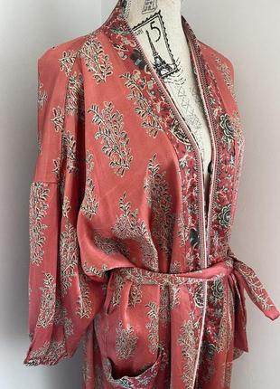 Новая летняя накидка в стиле бохо, богемском, длинное кимоно с поясом как zara5 фото