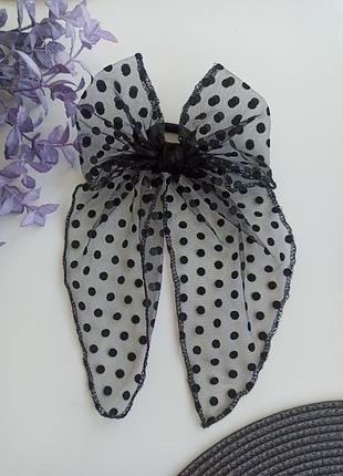 Черный бант для волос бантик
