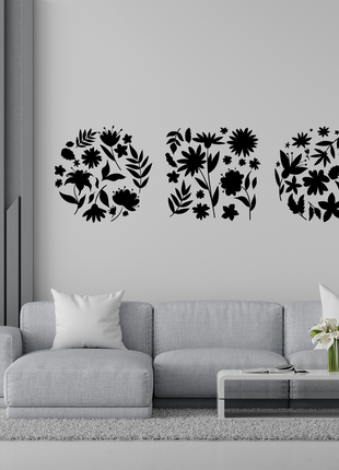Вінілова інтер'єрна самоклейна наклейка декор на стіну (шпалери, фарбу) "квіти" (будь-який колір)