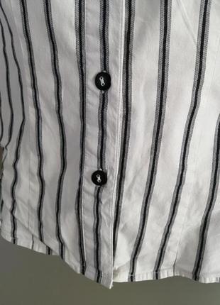 Натуральная хлопковая белая рубашка в полоску. хлопковая полосатая рубашка xs-s3 фото