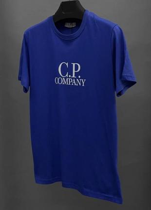 Синяя мужская летняя легкая футболка с коротким рукавом cp company