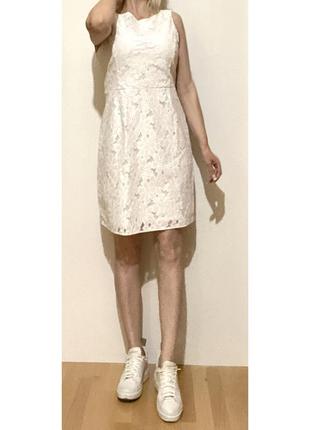 Eur 38-40 біла сукня міді стан нової без  рукава мереживо