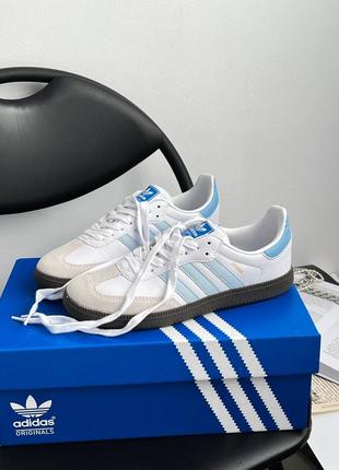 Кросівки чоловічі  біло сині адідас adidas samba og 'white halo blue'