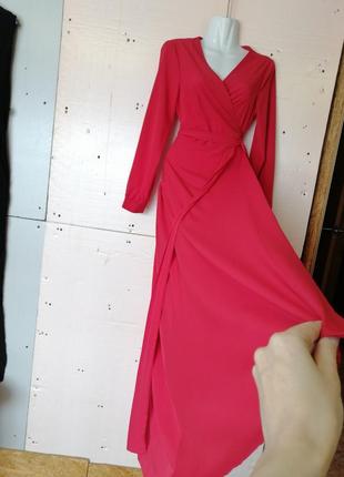 Шикарное платье в пол на запах пышный рукав два боковых врезных кармана длина 142-144 см в наличии к2 фото